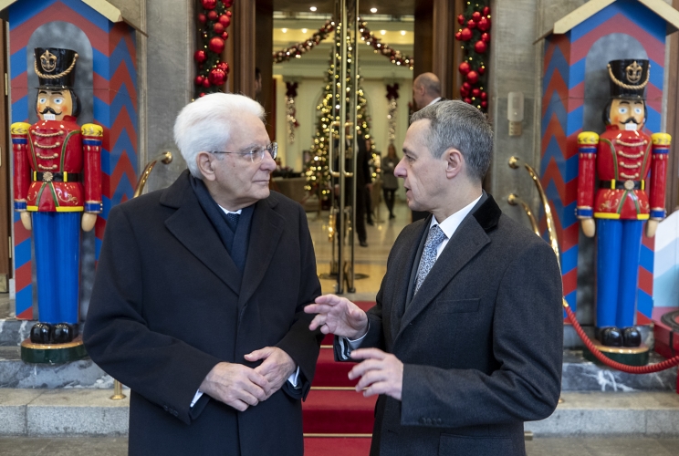  Il Presidente della Repubblica Sergio Mattarella con il Presidente della Confederazione Svizzera Ignazio Cassis