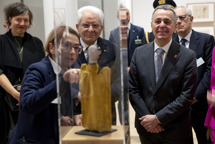 Il Presidente della Repubblica Sergio Mattarella con il Presidente della Confederazione Svizzera Ignazio Cassis in occasione della visita al Museo Paul Klee