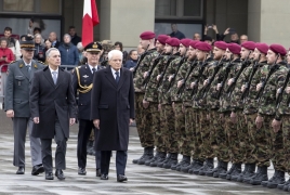 Il Presidente della Repubblica Sergio Mattarella con il Presidente della Confederazione Svizzera Ignazio Cassis in occasione della cerimonia di benvenuto