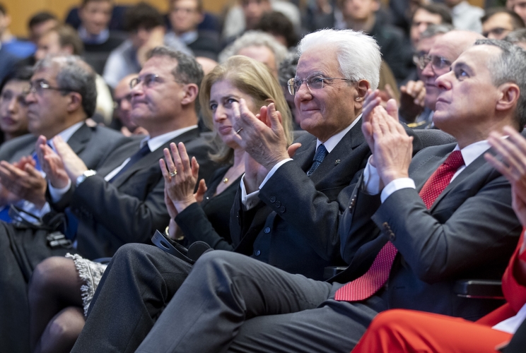 Berna -  Il Presidente della Repubblica Sergio Mattarella e il Presidente della Confederazione Svizzera Ignazio Cassis al Politecnico federale di Zurigo