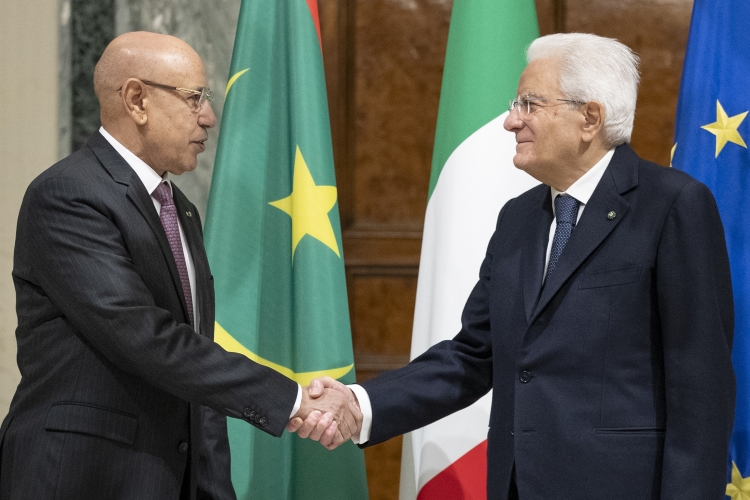 Il Presidente della Repubblica Sergio Mattarella con il Presidente della Repubblica Islamica di Mauritania Mohamed Ould Cheikh El Ghazouani
