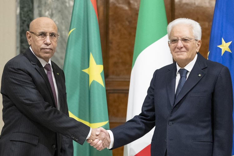 Il Presidente della Repubblica Sergio Mattarella con il Presidente della Repubblica Islamica di Mauritania Mohamed Ould Cheikh El Ghazouani
