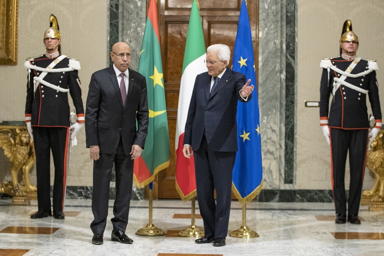 Il Presidente della Repubblica Sergio Mattarella con il Presidente della Repubblica Islamica di Mauritania Mohamed Ould Cheikh El Ghazouani
