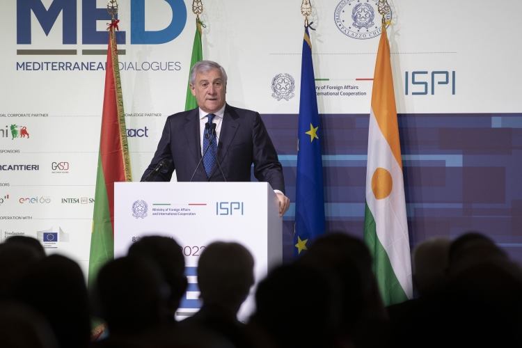 Antonio Tajani, Vice Presidente del Consiglio e Ministro  per gli Affari esteri e la Cooperazione Internazionale, alla cerimonia di apertura della VIII edizione della Conferenza Internazionale Rome MED Dialogues 
