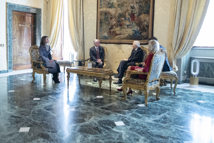 Il Presidente della Repubblica Sergio Mattarella e la Sig.ra Laura con S.M. Re Abdullah II del Regno Hashemita di Giordania e la Regina Rania 
