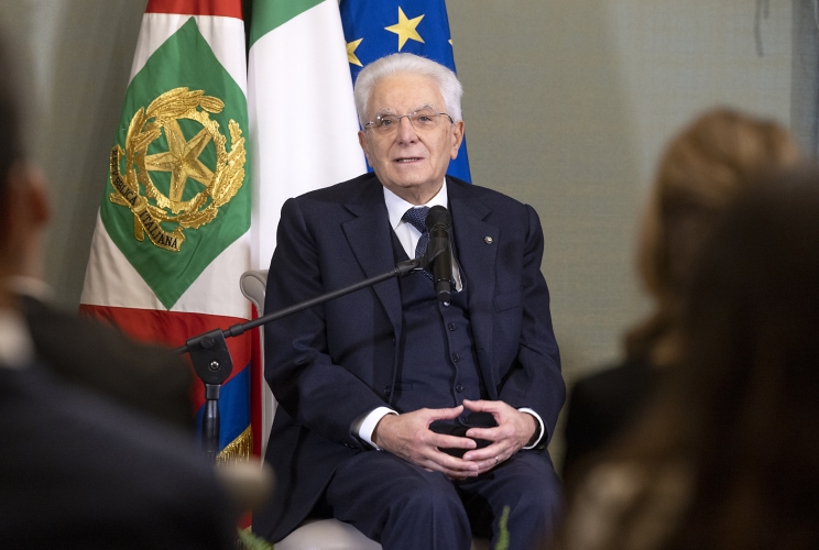 Il Presidente Sergio Mattarella nel corso dell'incontro con i familiari delle vittime delle stragi di Capaci e Via D’Amelio