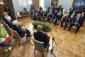 Il Presidente Sergio Mattarella nel corso dell'incontro con i familiari delle vittime delle stragi di Capaci e Via D’Amelio