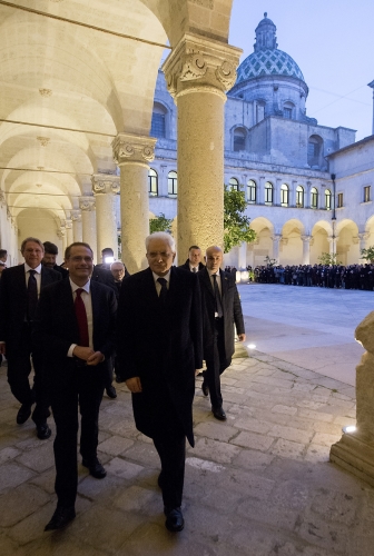 Il Presidente Sergio Mattarella con il Rettore dell’Università del Salento Vincenzo Zara 