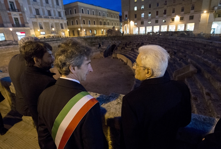 Il Presidente Sergio Mattarella con il Sindaco di Lecce Paolo Perrone