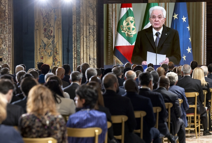 Il Presidente Sergio Mattarella in occasione della cerimonia dello scambio degli auguri di Natale e di fine anno con il Corpo Diplomatico