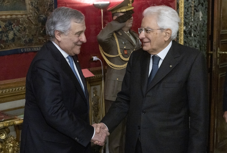 Il Presidente Sergio Mattarella con Antonio Tajani, Ministro degli Affari Esteri e della Cooperazione Internazionale, in occasione della riunione del Consiglio Supremo di Difesa