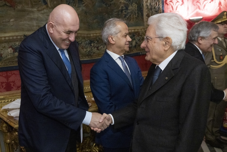 Il Presidente Sergio Mattarella con Guido Crosetto, Ministro della Difesa, in occasione della riunione del Consiglio Supremo di Difesa