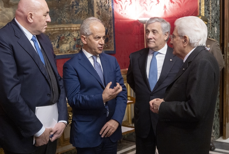 Il Presidente Sergio Mattarella con Antonio Tajani, Ministro degli Affari Esteri e della Cooperazione Internazionale, Matteo Piantedosi, Ministro dell’Interno e Guido Crosetto, Ministro della Difesa, in occasione della riunione del Consiglio Supremo di Difesa