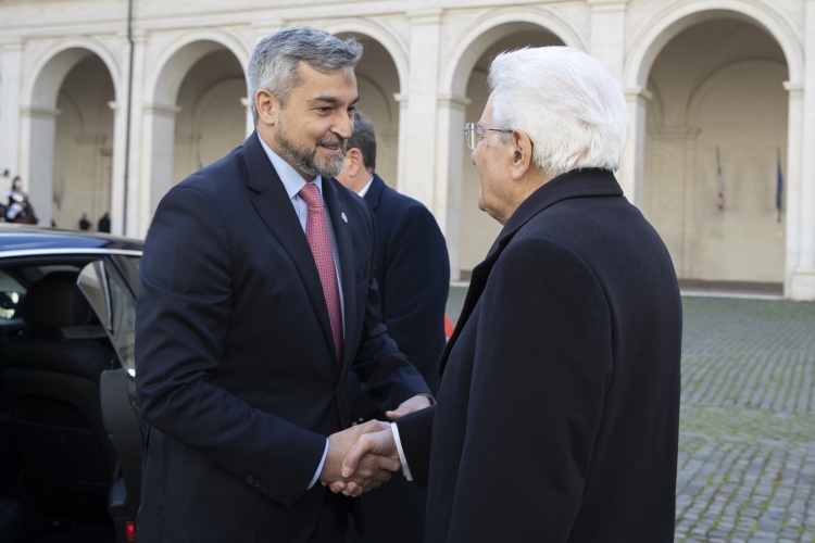 Il Presidente della Repubblica Sergio Mattarella accoglie Mario Abdo Benítez,Presidente della Repubblica del Paraguay,in visita ufficiale 
