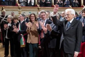 Il Presidente della Repubblica Sergio Mattarella in occasione della cerimonia di inaugurazione di Bergamo Brescia capitale italiana della cultura 2023