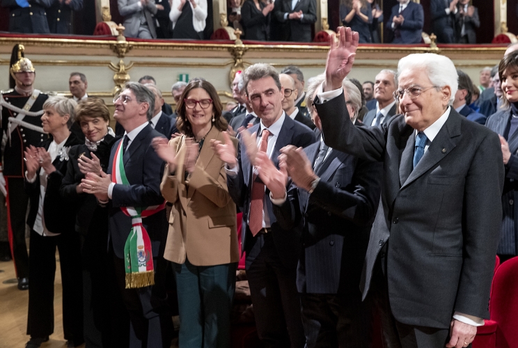 Il Presidente della Repubblica Sergio Mattarella in occasione della cerimonia di inaugurazione di Bergamo Brescia capitale italiana della cultura 2023