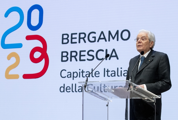 Il Presidente della Repubblica Sergio Mattarella in occasione della cerimonia di inaugurazione di Bergamo Brescia capitale italiana della cultura