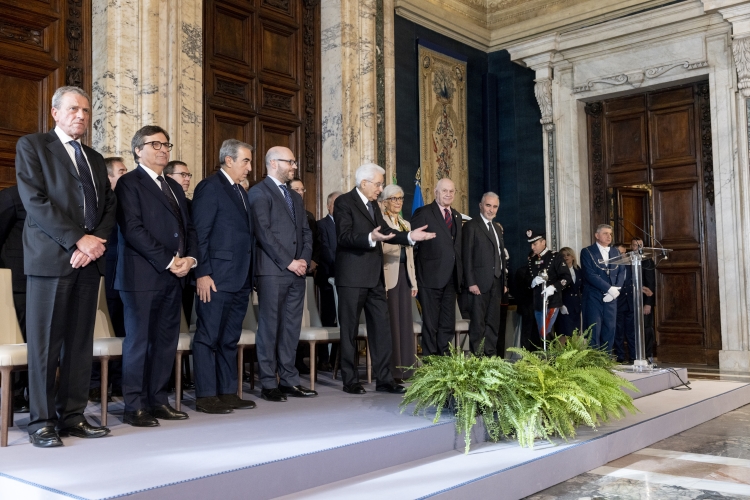 Il Presidente della Repubblica sergio Mattarella in occasione della cerimonia di commiato dei componenti uscenti del CSM e di presentazione dei nuovi componenti