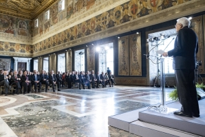 Il Presidente della Repubblica sergio Mattarella in occasione della cerimonia di commiato dei componenti uscenti del CSM e di presentazione dei nuovi componenti