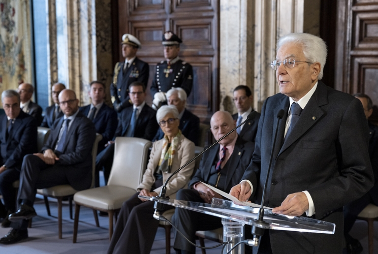 Il Presidente della Repubblica sergio Mattarella in occasione della cerimonia di commiato dei componenti uscenti del CSM e di presentazione dei nuovi componenti