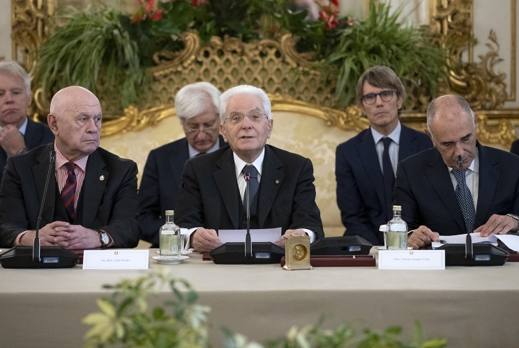 Il Presidente della Repubblica sergio Mattarella in occasione della cerimonia di commiato dei componenti uscenti del CSM e di presentazione dei nuovi componenti