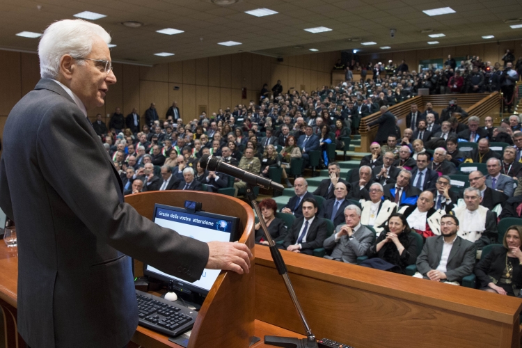 Il Presidente Sergio Mattarella durante l'intervento 