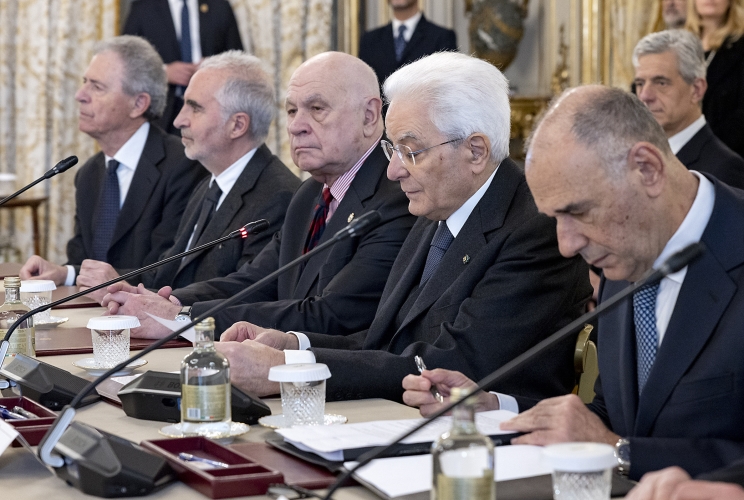 Il Presidente della Repubblica sergio Mattarella in occasione della cerimonia di commiato dei componenti uscenti del CSM e di presentazione dei nuovi componenti