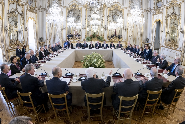 Il Presidente della Repubblica sergio Mattarella in occasione della cerimonia di commiato dei componenti uscenti del CSM e di presentazione dei nuovi componenti