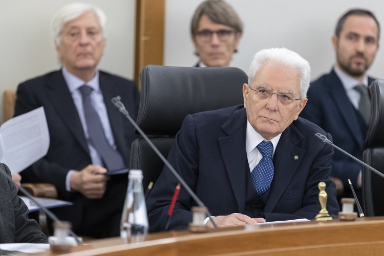 Il Presidente della Repubblica Sergio Mattarella durante la seduta del Consiglio Superiore della Magistratura per l’elezione del nuovo Vice Presidente 

