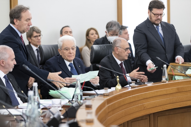 Il Presidente della Repubblica Sergio Mattarella durante la seduta del Consiglio Superiore della Magistratura per l’elezione del nuovo Vice Presidente 
