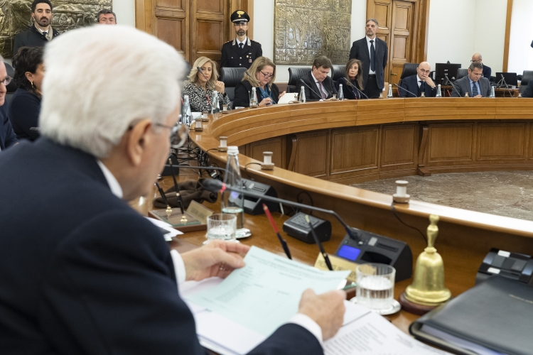 Il Presidente della Repubblica Sergio Mattarella durante la seduta del Consiglio Superiore della Magistratura per l’elezione del nuovo Vice Presidente 
