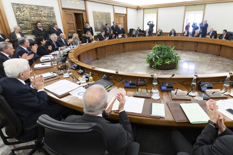 Il Presidente della Repubblica Sergio Mattarella durante la seduta del Consiglio Superiore della Magistratura per l’elezione del nuovo Vice Presidente 
