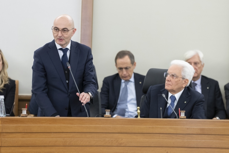 Il Presidente della Repubblica Sergio Mattarella con il neo eletto Vice Presidente del Consiglio Superiore della Magistratura Fabio Pinelli
