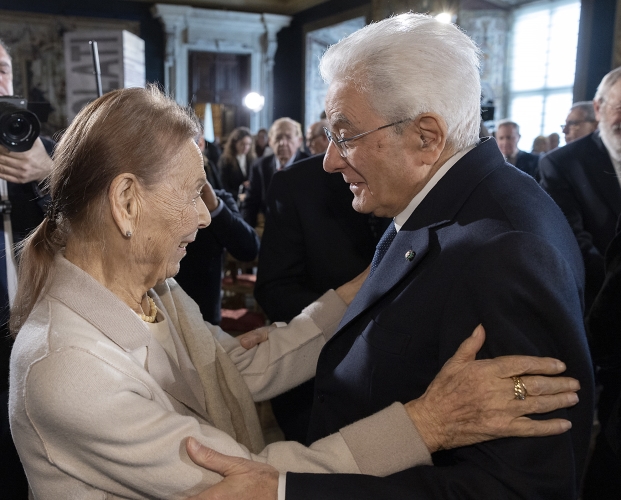 Il Presidente Sergio Mattarella con Edith Bruck, al termine della celebrazione del Giorno della Memoria