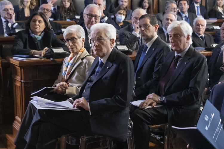 Il Presidente della Repubblica Sergio Mattarella durante la cerimonia di insediamento del nuovo Presidente del Consiglio di Stato Luigi Maruotti e presentazione della relazione sull' attività della giustizia amministrativa
