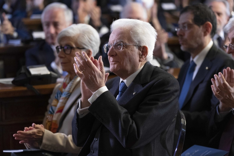 Il Presidente della Repubblica Sergio Mattarella durante la cerimonia di insediamento del nuovo Presidente del Consiglio di Stato Luigi Maruotti e presentazione della relazione sull' attività della giustizia amministrativa
