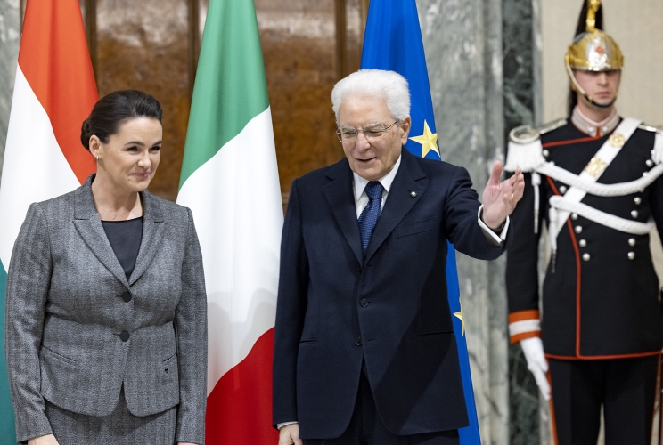 Il Presidente Sergio Mattarella con Katalin Novák, Presidente di Ungheria, in visita ufficiale