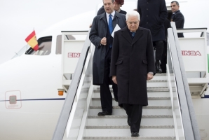 Il Presidente Sergio Mattarella al suo arrivo a Madrid per l'XI Simposio Cotec Europa
