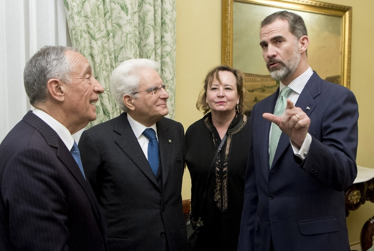 Il Presidente della Repubblica italiana, Sergio Mattarella, il Re di Spagna, Sua Maestà Felipe VI, e 