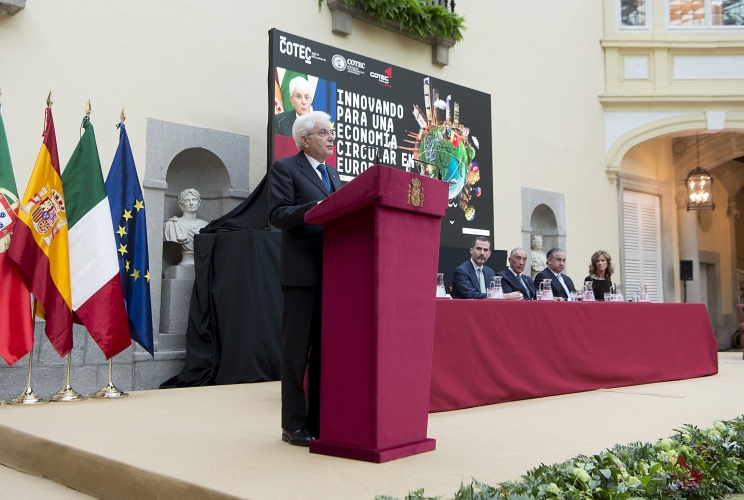 Il Presidente Sergio Mattarella in occasione del suo intervento all'XI Simposio Cotec Europa