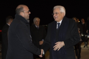 Il Presidente Sergio Mattarella all'Aeroporto di Fiumicino