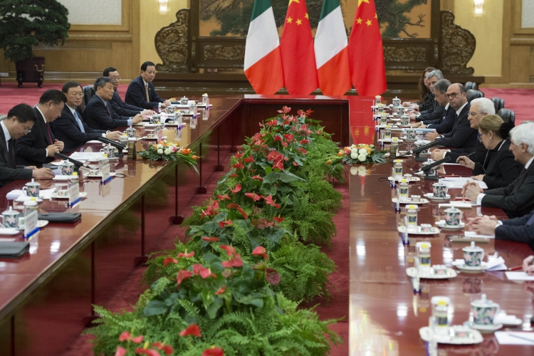 Il Presidente della Repubblica Italiana Sergio Mattarella e il Presidente della Repubblica Popolare Cinese