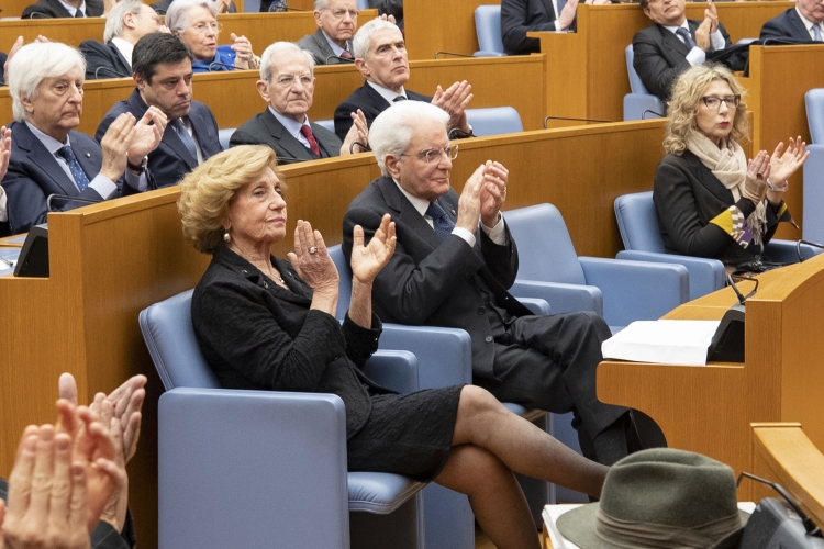 Il Presidente della Repubblica Sergio Mattarella in occasione della cerimonia di commemorazione di Gerardo Bianco