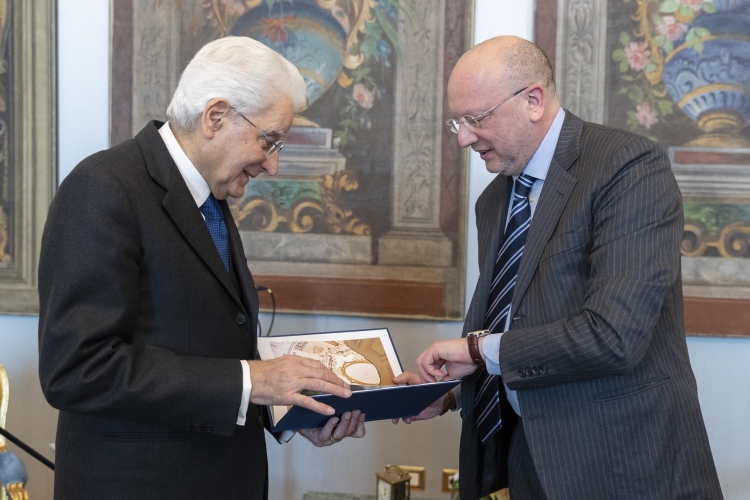 Il Presidente della Repubblica Sergio Mattarella con Vincenzo Boccia Presidente della Luiss Alumni