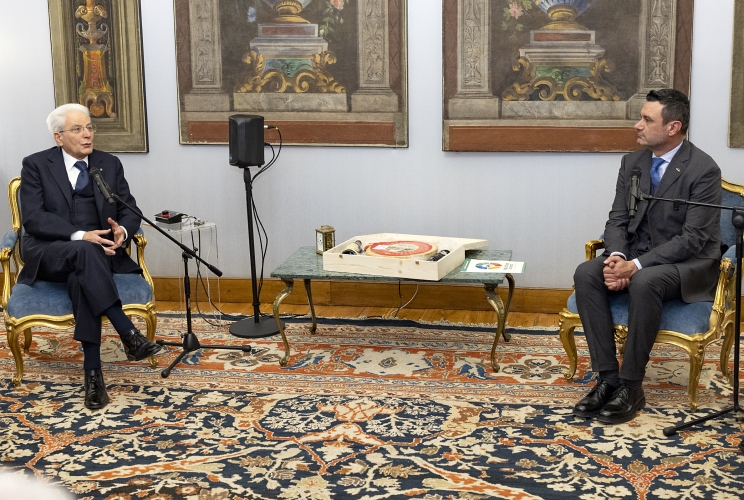 Il Presidente Sergio Mattarella in occasione dell'incontro con Cristiano Fini, Presidente nazionale della Confederazione Italiana Agricoltori e una delegazione della Confederazione