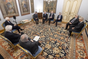 Il Presidente Sergio Mattarella in occasione dell'incontro con Cristiano Fini, Presidente nazionale della Confederazione Italiana Agricoltori e una delegazione della Confederazione