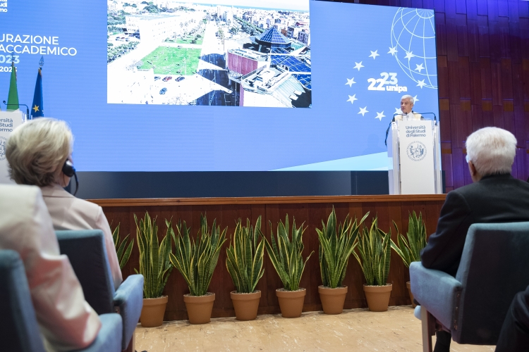 Il Presidente della Repubblica Sergio Mattarella  all'inaugurazione dell'anno Accademico Università degli studi di Palermo
