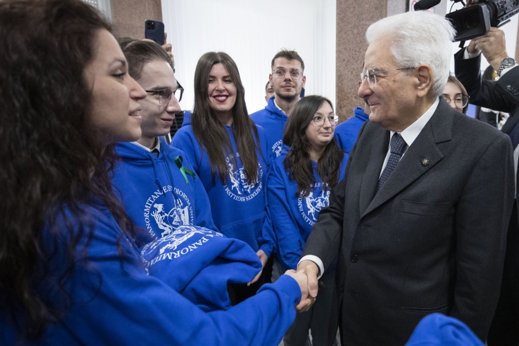 Il Presidente della Repubblica Sergio Mattarella incontra gli studenti al termine dell'inaugurazione dell'anno Accademico Università degli studi di Palermo
