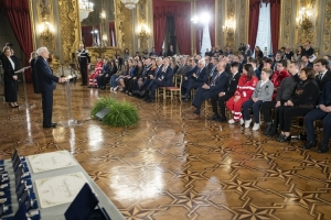 Il Presidente Mattarella alla consegna degli Attestati d’Onore di Alfiere della Repubblica conferiti nell’anno 2022