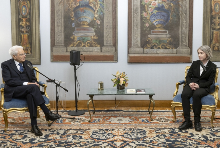 Il Presidente Sergio Mattarella in occasione dell'incontro con Vera Politkovskaja